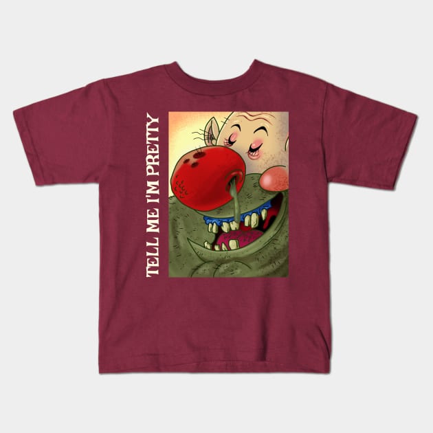 Funny Retro "Tell Me I'm Pretty" 90s Gross Out Humor Kids T-Shirt by TOXiK TWINS